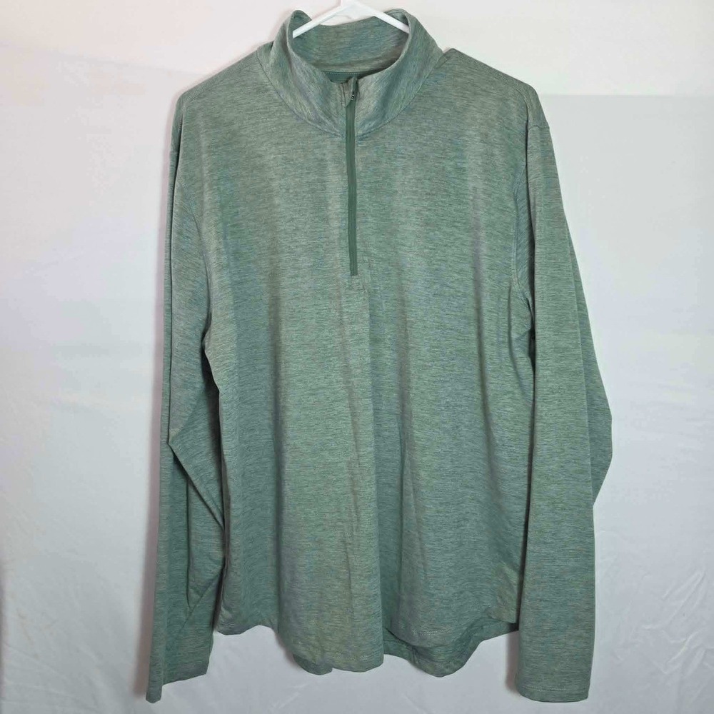 All In Motion Mens XL Quarter Zip Pullover Heathered Green Performance Top